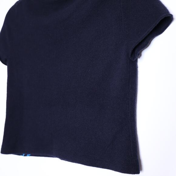 J. CREW Short Sleeve Cashmere T-shirt Sweater Navy Floral Women's XS Petite - Picture 6 of 8